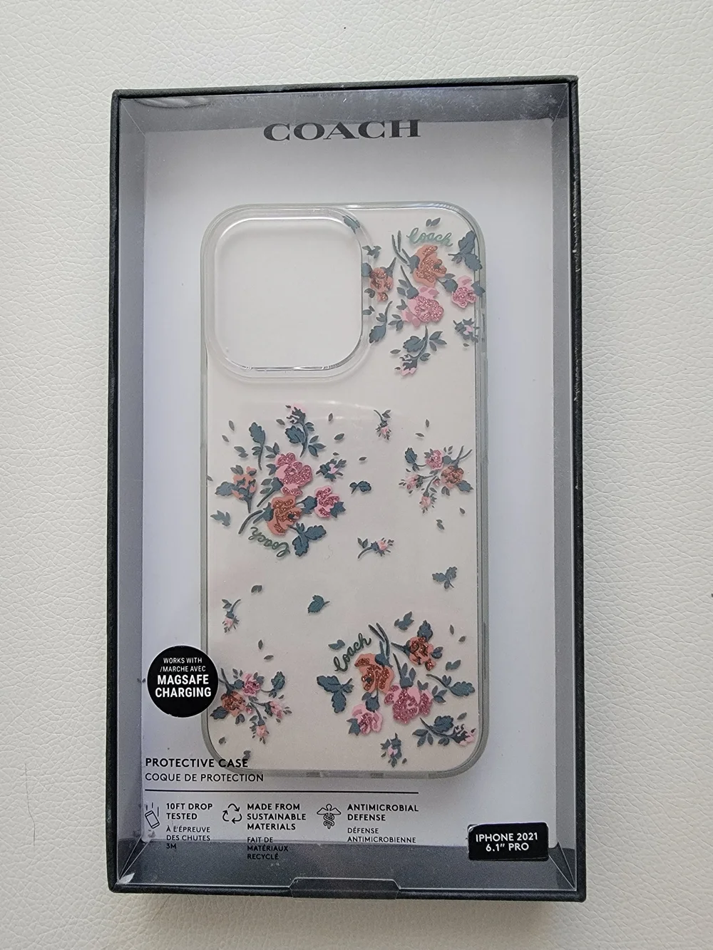 COACH Floral Clear Protective Phone Case for iPhone 13 Pro - Pink/Green